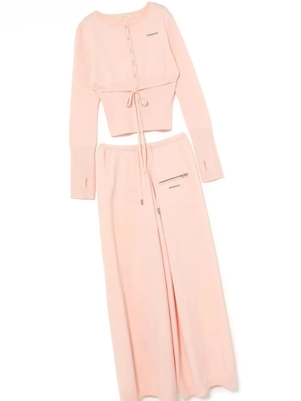 

Casual Knite Suit Japanese Style Knitted Cardigan with Wide-Leg Long Pants Set Fashion Women's Two Piece Sets Spring Autumn