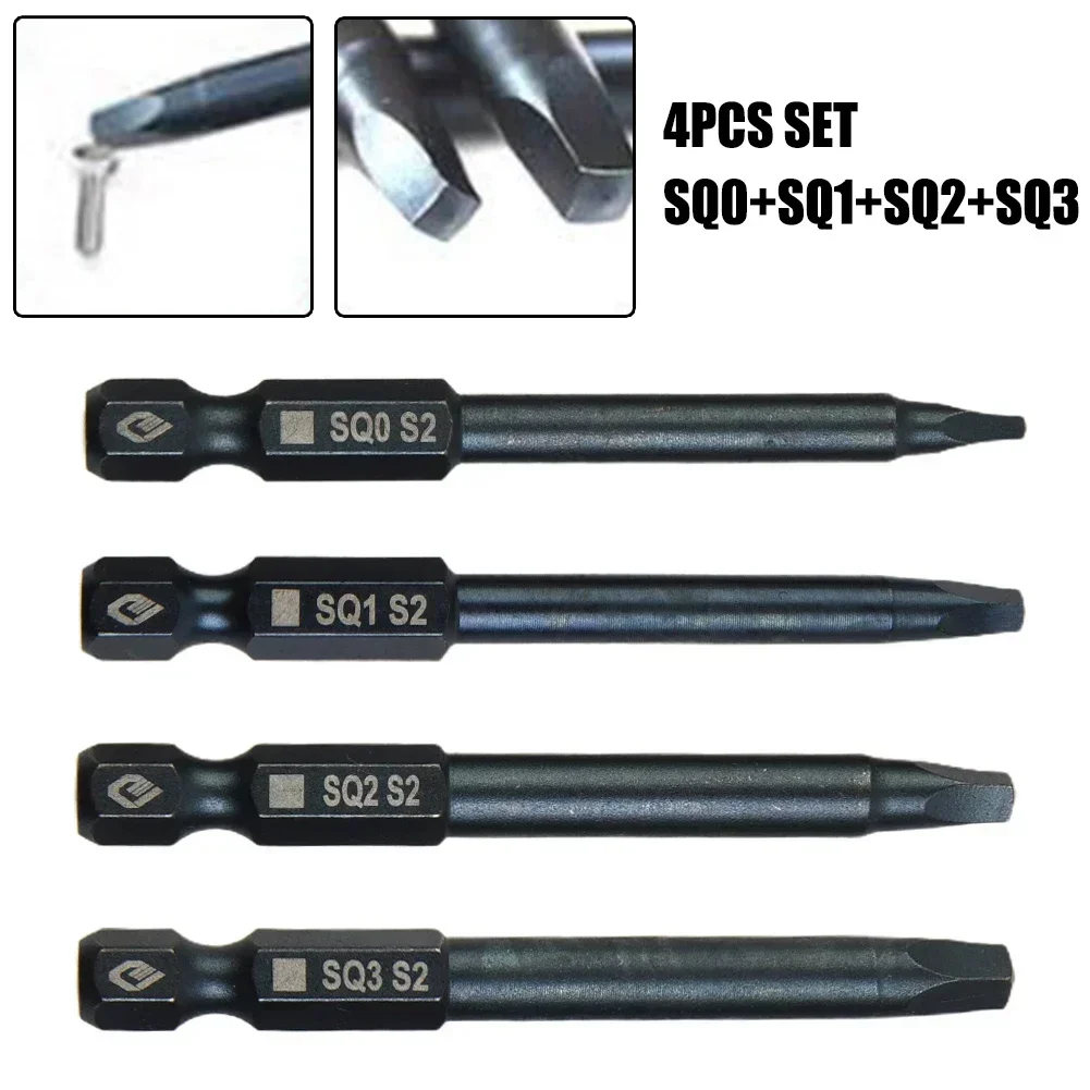 Dark Blue Unscrew The Screws Screwdriver Bits Steel SQ2 SQ3 Square Head Strong Magnetic 1/4Inch 6.35mm For Manual