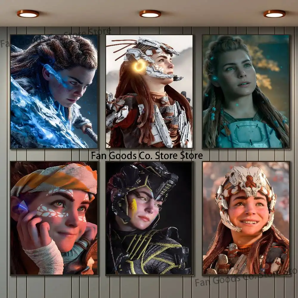 Aloy H-Horizon Z-Zero Dawn Poster Self-adhesive Art Waterproof Paper Sticker Coffee House Bar Room Wall Deco