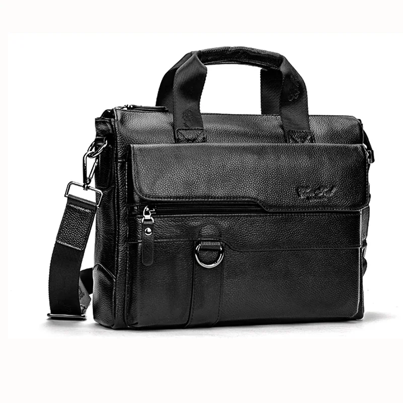 Bolsa de couro genuíno Top Handle Tote para homens, bolsa de ombro transversal do corpo, maleta masculina, sacos reais do mensageiro do negócio do couro