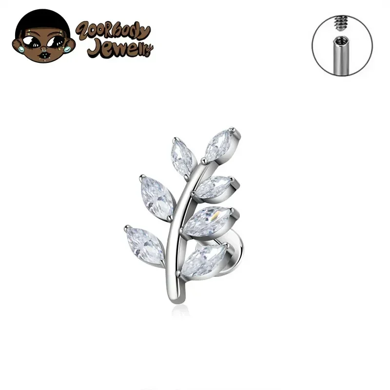 ASTM F136 التيتانيوم 16 جرام ماركيز تشيكوسلوفاكيا يترك على شكل الغضروف اللولب محارة الفص الأذن ثقب شقة الظهر القرط ثقب مجوهرات للجسم