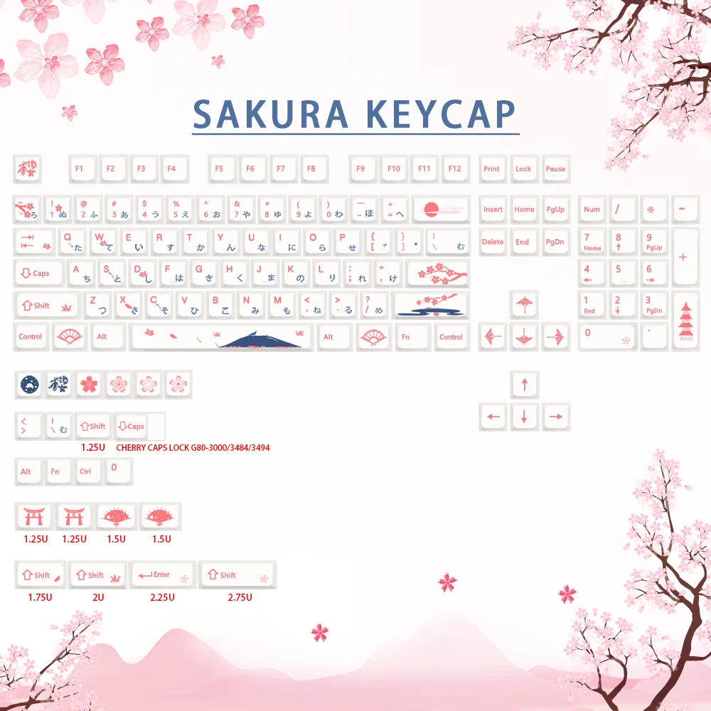 

Cool Jazz Sakura Keycap PBT XDA Dye Sublimation Keycaps For RK61/gk61/64/68/84/980/GMMK PRO Mechanical Keyboard Cap 7u Spacebar