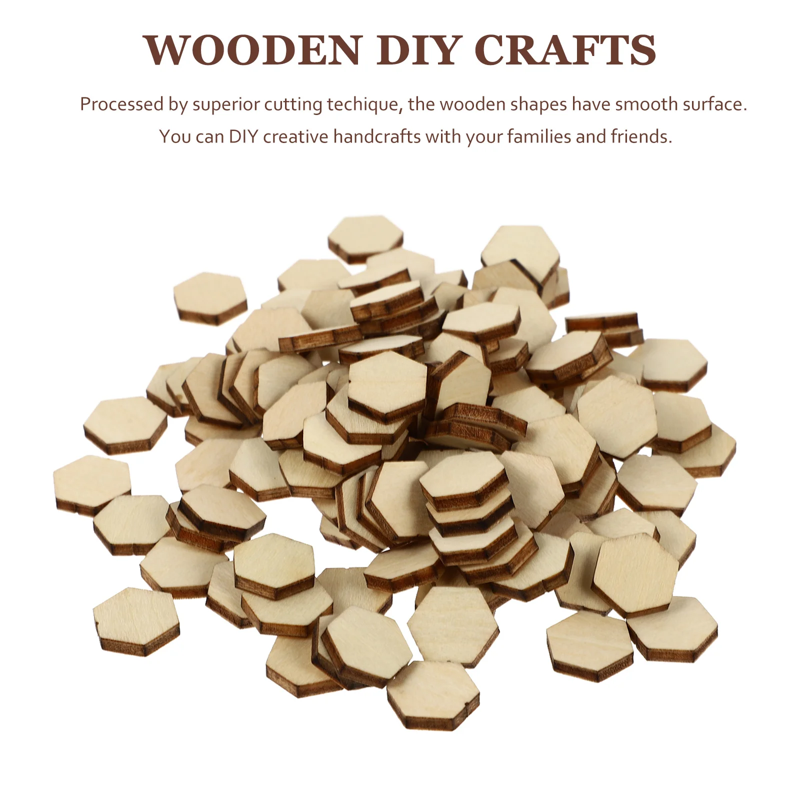 

200Pcs 12.5mm Beech Wooden Hexagon Pieces Smooth Finish Wood Ornaments for DIY Craft Projects Wedding Birthday Holiday