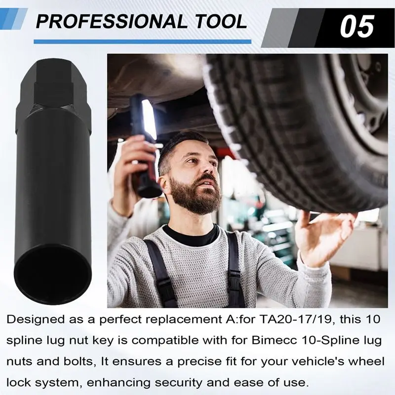 10 Spline Lug Nut Key Replacement, Compatible For Bimecc 10-Spline Lug Nuts And Lug Bolts-N32R