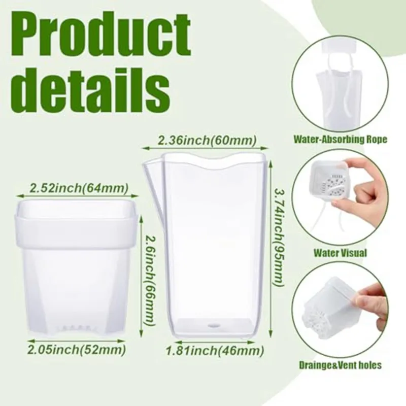 

ABBO-10Pack: Набор из 10 самополивающихся горшков для комнатных растений (2,5 дюйма) с 10 этикетками для растений, индикатором уровня воды и дренажными отверстиями