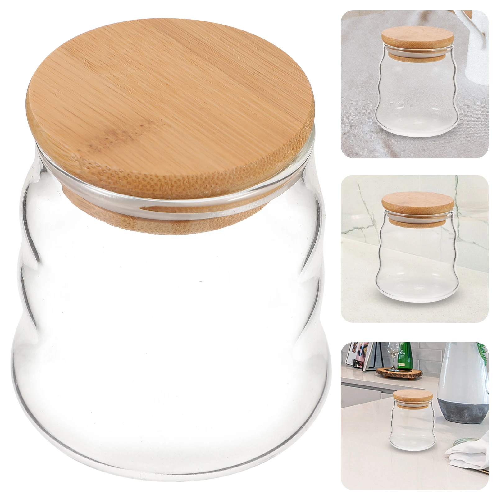 

Glass Sealed Jar Wide Mouth Airtight Food Container for Flour Coffee Beans Tea Storage Glass Sealed Jar Grain Storage Tank