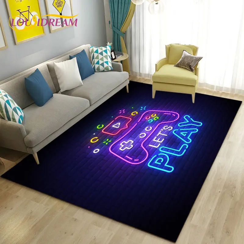 3D Cartoon Gamer Game Over Area Rug Large,Carpet Rug for Living Room Bedroom Sofa Doormat Decoration,Kid Play Non-slip Floor Mat