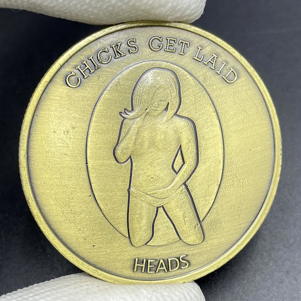 Binding Sexy Girl Coin Retro Sex Bronze Challenge Coin Collectibles Chicks Get Laid Commemorative Medal In Capsule