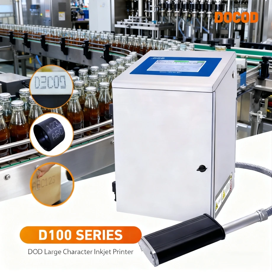 Docod DOD Large Character Industrial Inkjet Printer D100 Batch Date Coding Barcode Printing Machine for Wood Stone Pipes Tires