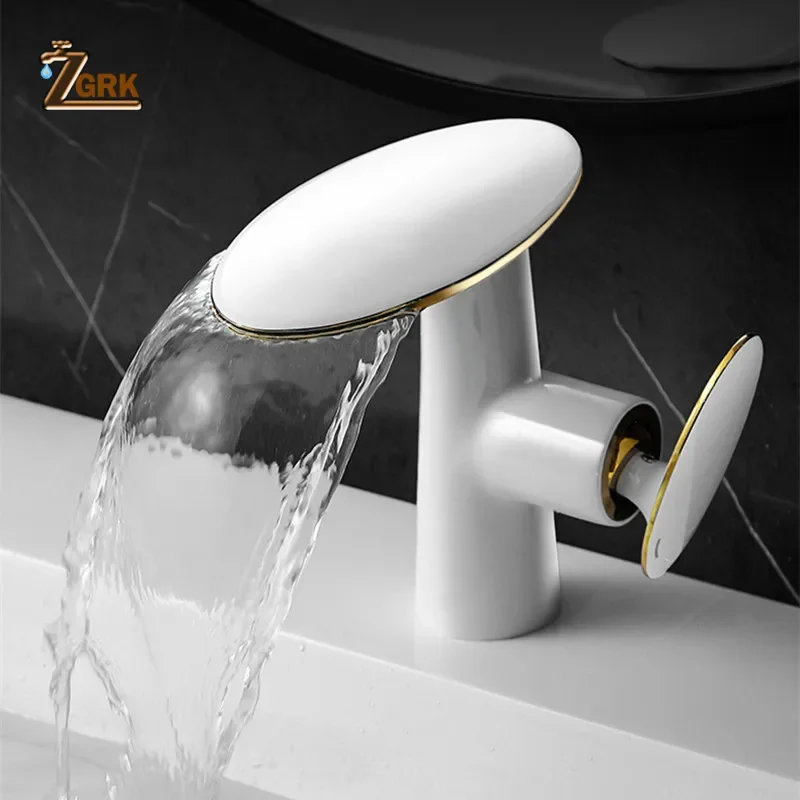 

Waterfall Bathroom Faucet Brass Hot and Cold Basin Faucets White Black Chrome Mxier Water Tap Single Handle Home Hardware Faucet