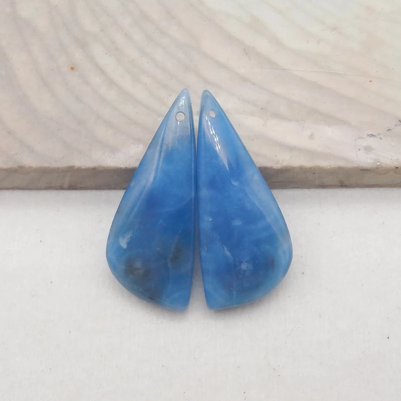 

Semiprecious Stone Beads Blue Onyx Gemstone Earrings Pair For Women 31x13x4mm 4.6g Fashion Jewelry Women Earrings Accessories