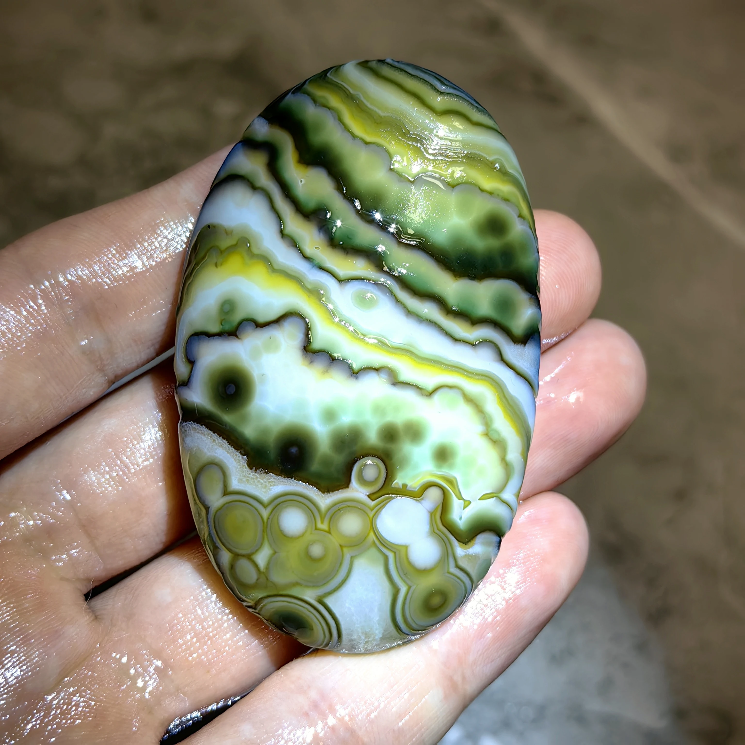 Exotic Desert Gobi Eye Agate Palm Stone Raw Ore, Multicolor Striped Landscape Painting Mineral Specimen for Home Decor