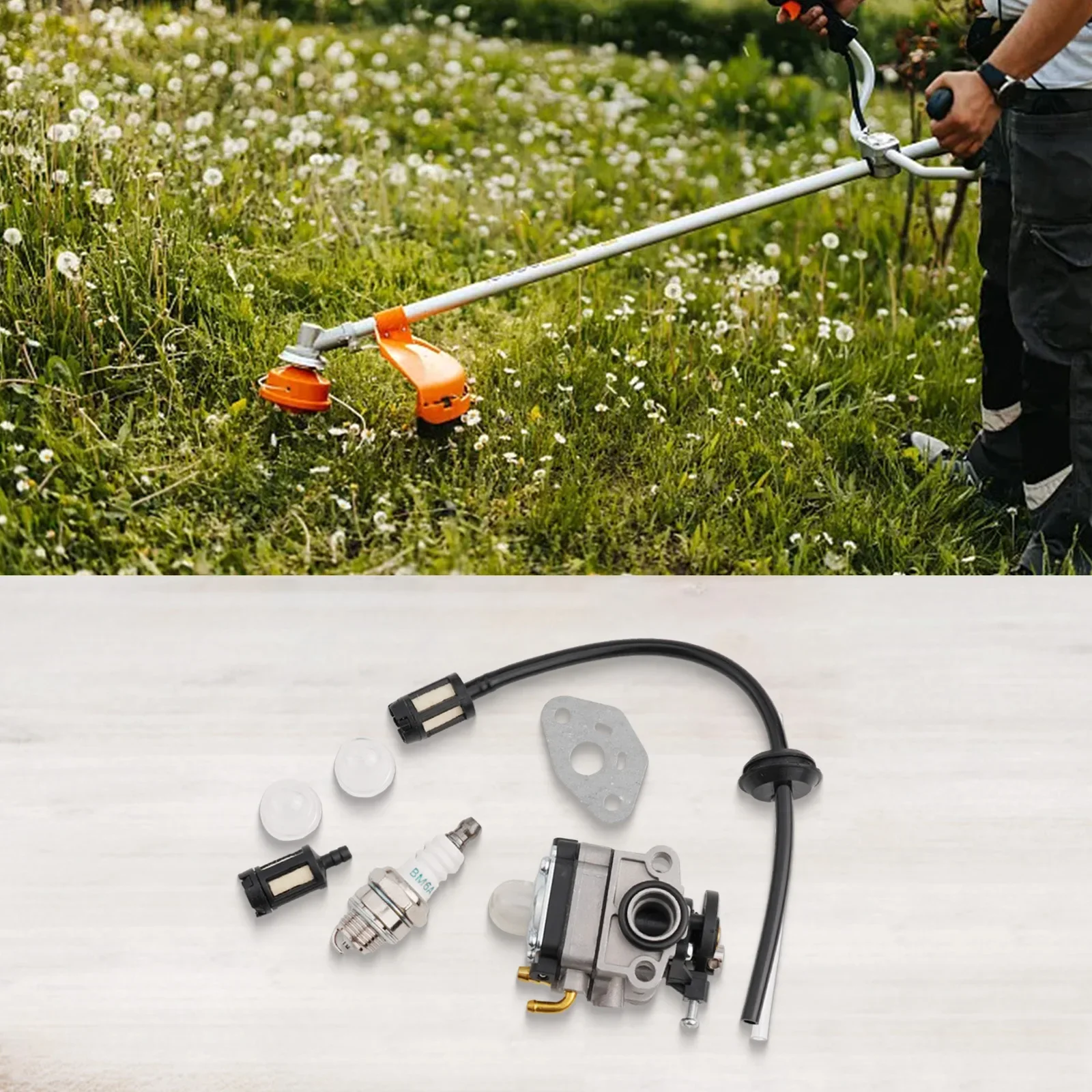 Carburetor For Gardenline 1E34F 25 CC Brush Cutter H129-1C1 Replacement Part With All Necessary Fuel System Components