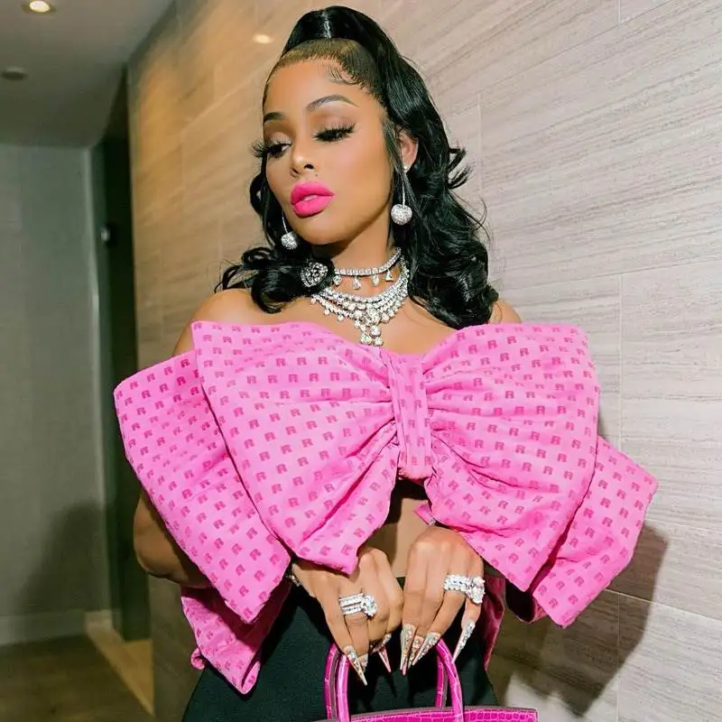 

Faionable Classic Women's ort Polka Dot Vest Top with Large Bow Tie Svel Outfit Belly Baring Summer Wear