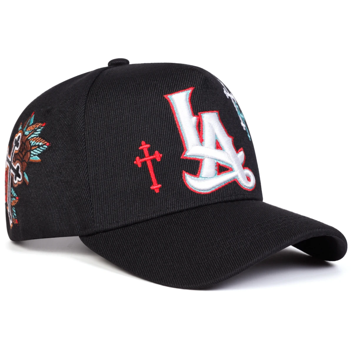 Unisex LA Letter Cross Stickerei-Baseballkappen für Frühling und Herbst, verstellbare Freizeithüte für den Außenbereich, Sonnenschutzhut, Sportkappe – Detail 2