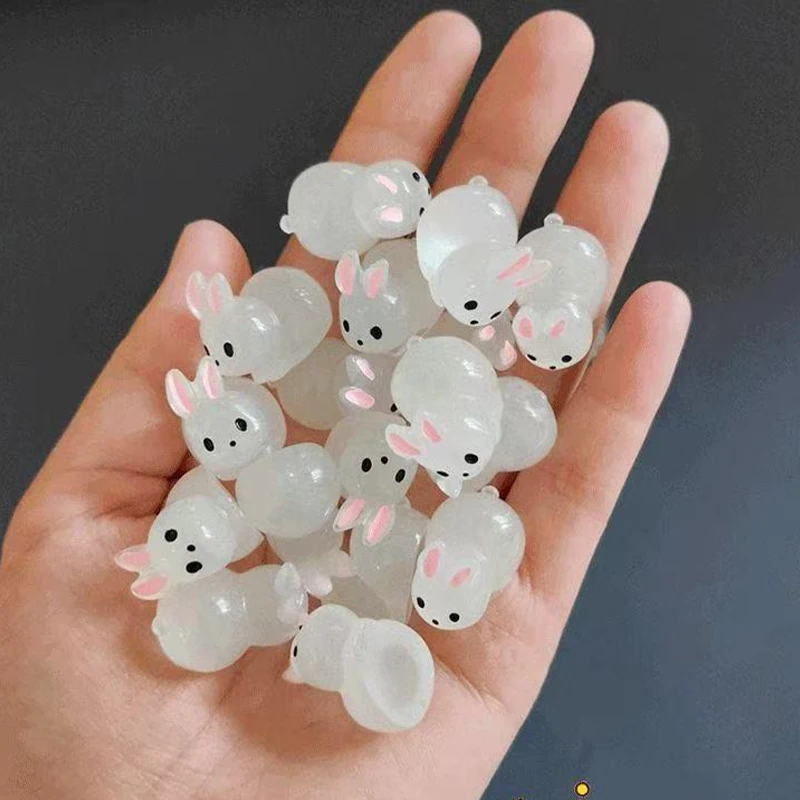 60 Buah Lampu Malam Model Kelinci Aksesori Patung Dekorasi Desktop Rumah Kreatif Hewan Kelinci Gemuk Lucu Hadiah Ornamen Kecil