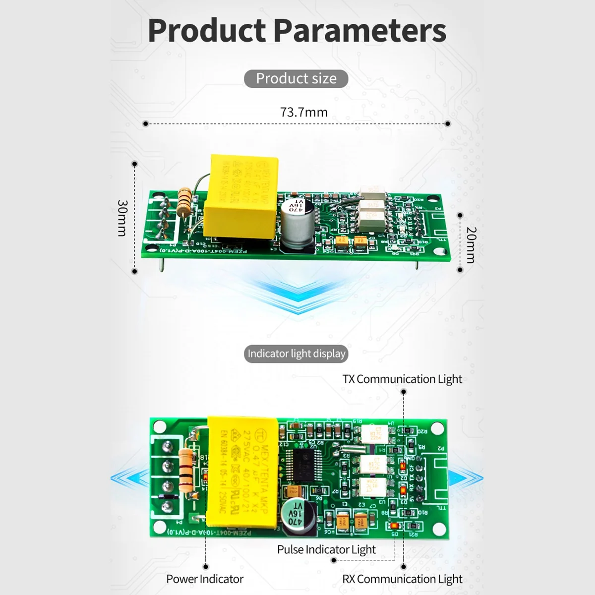 100A PZEM 004T 3.0 Version Wattmeter+Open CT Kwh Meter Volt Amp Current Test Module for TTL COM2/COM3/COM4