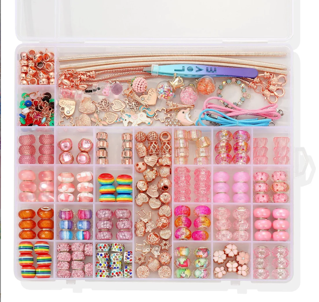 DIY Beaded Bracelet Kit 305Pcs Crystal Beads for Jewelry Making Set Box With String Handmade Charms Bracelet Girl Bithday Gift