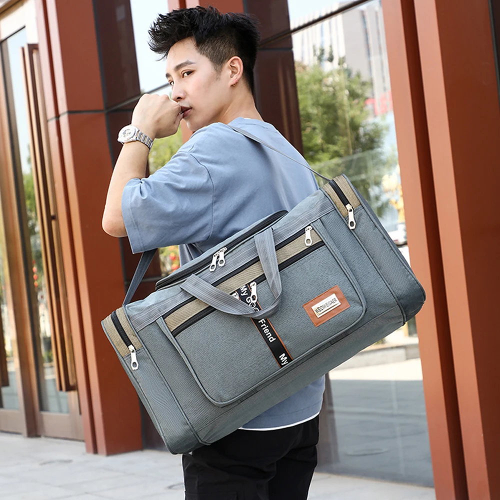 Bolsa de viaje plegable para hombre, bolsa de lona con compartimento para zapatos, bolsa de noche para hombre