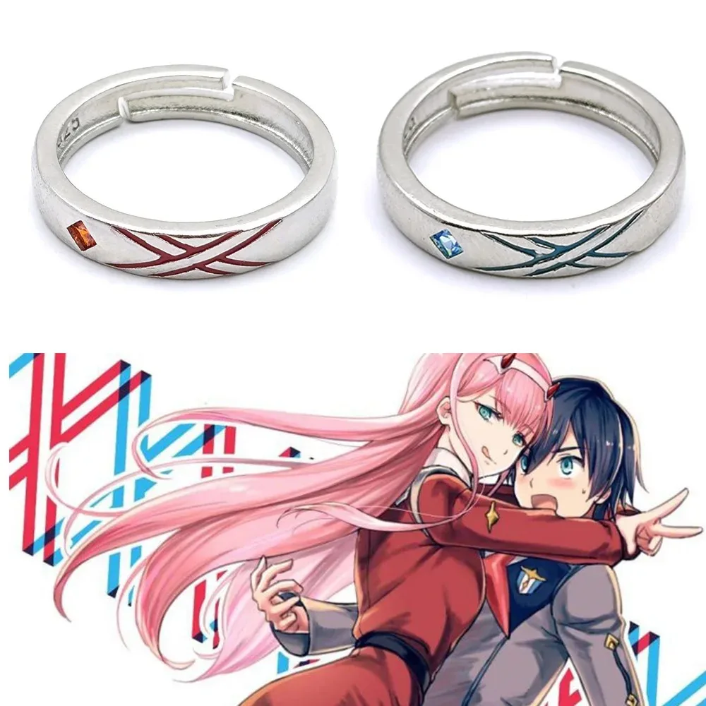 A Set Anime DARLING in the FRANXX Cosplay Ring 02 Zero Two Metal Adjustable Rings Jewelry Prop Accessories Gift