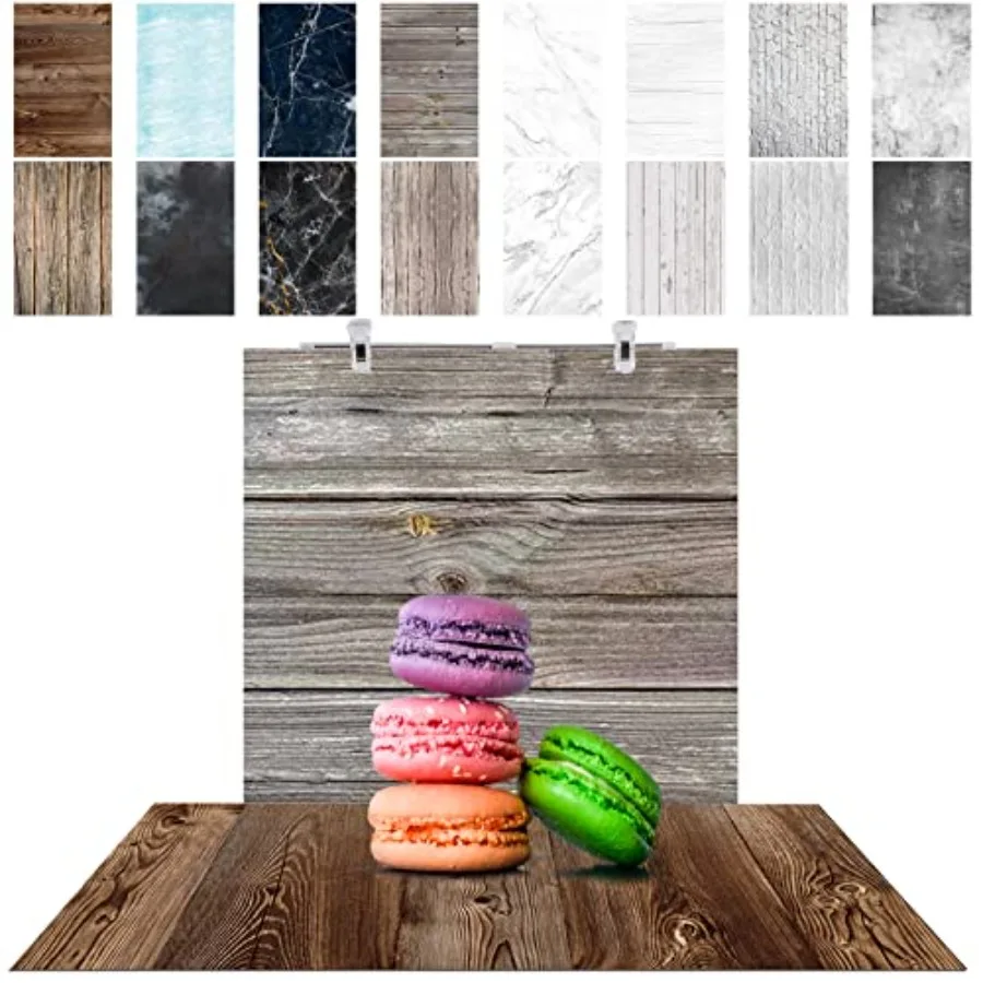 

8PCS 16Patterns 34X22 Inch Product Food Photography Background Paper Double Sided Marble Wood Cement Texture Pattern Flat Lay P