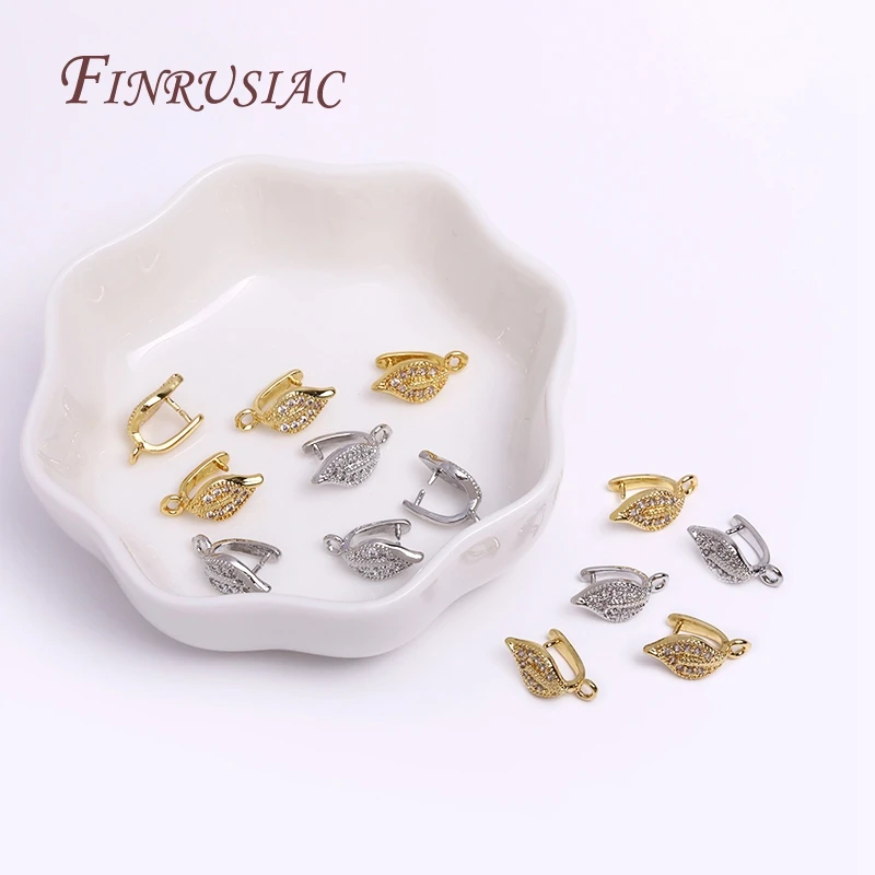 18k Real Gold Plated Leaf Shape Clamp Pinch Clip Bails DIY Earrings Jewelry Accessories For Crystal Gemstone Pendant Clip Clasps