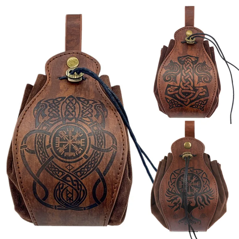 PU Leather For DND Dice Bag Tray 5 Celtic Designs Cute Drawstring Pouch For D&D Roleplaying RPG Gift Ideas Coin Purse