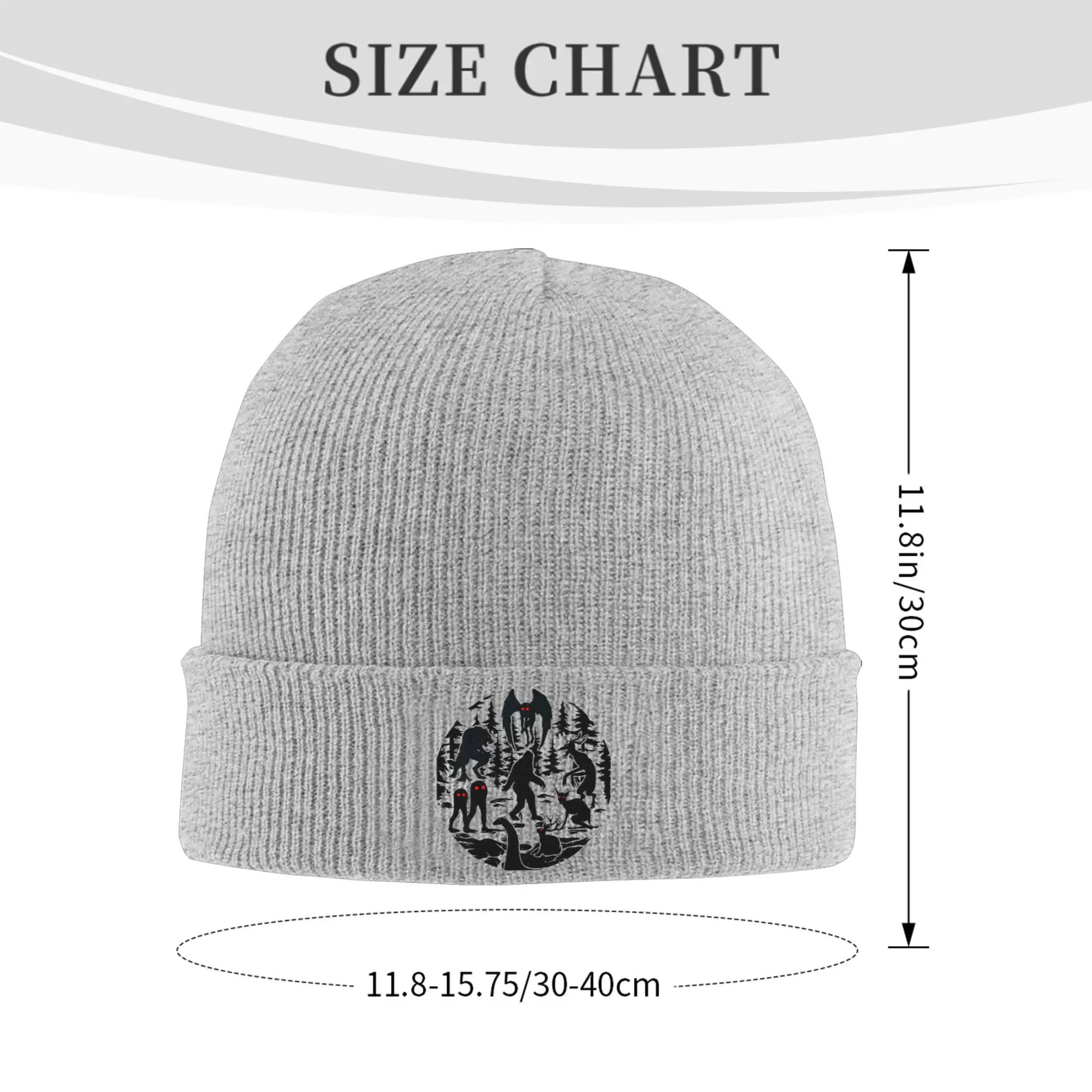 Bigfoot Loch Ness Monster Mothman Knitted Hat for Women Men Beanie Winter Hats Acrylic Cryptids Crochet Cap ,