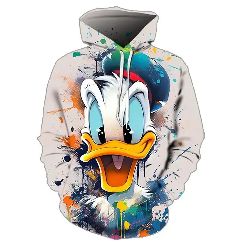 Disney Children\'s Hoodie Donald Duck Boy Girl Pullover 3D Cartoon Print Oversized Hoodie MINISO Men\'s Hoodie New Men\'s Clothing