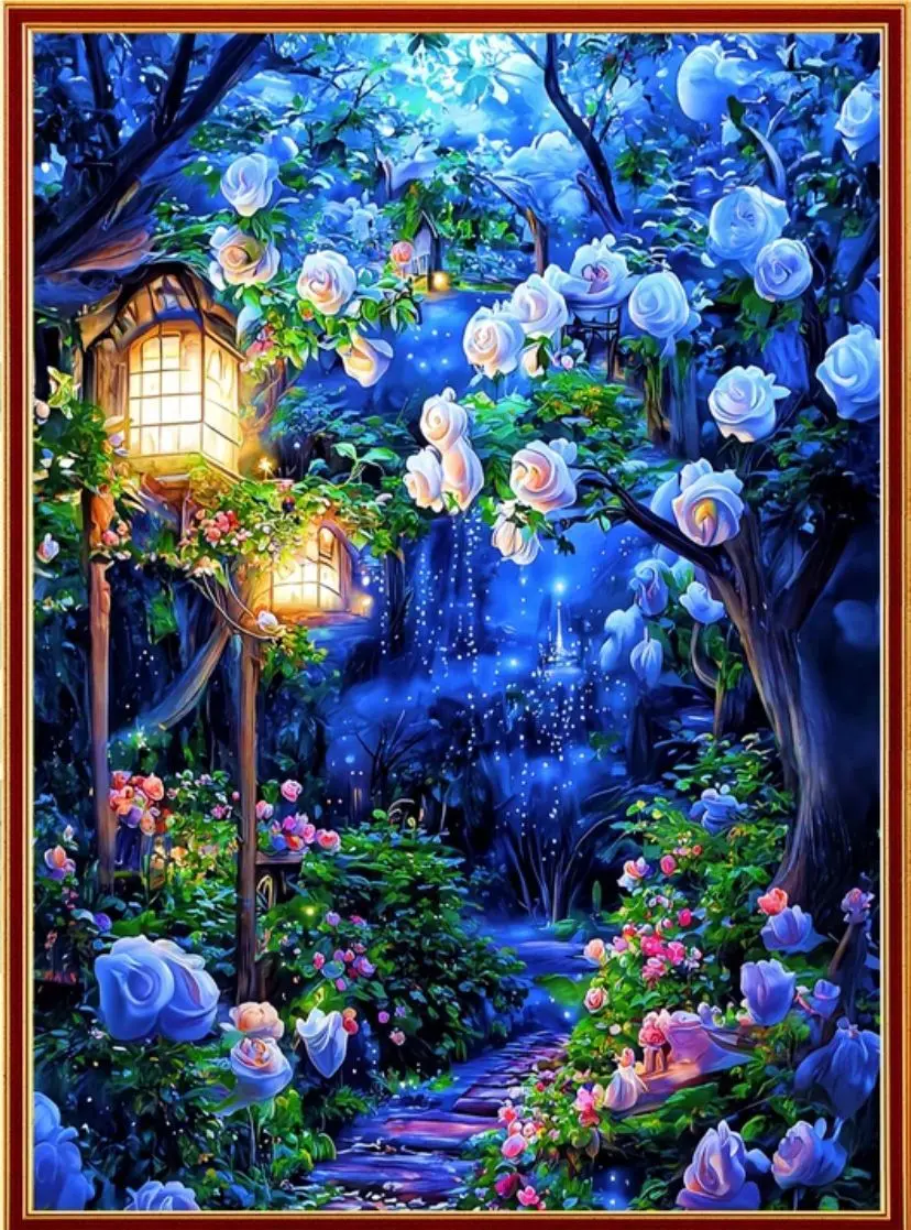 

9ct 60x80cm Blue Tree Scenery Embroidery DIY Chinese Style Printed Kits Cross Stitch Needlework Set Home Decor Crafts