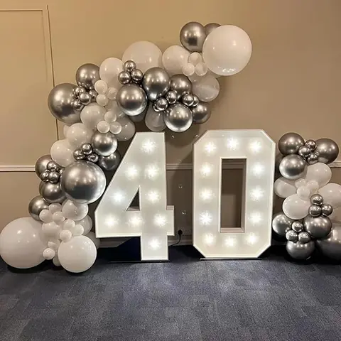 40th White Silver Balloons Garland Wedding White Balloon Arch Kit Kid Birthday Party Baby Shower Graduation New Year Decoration