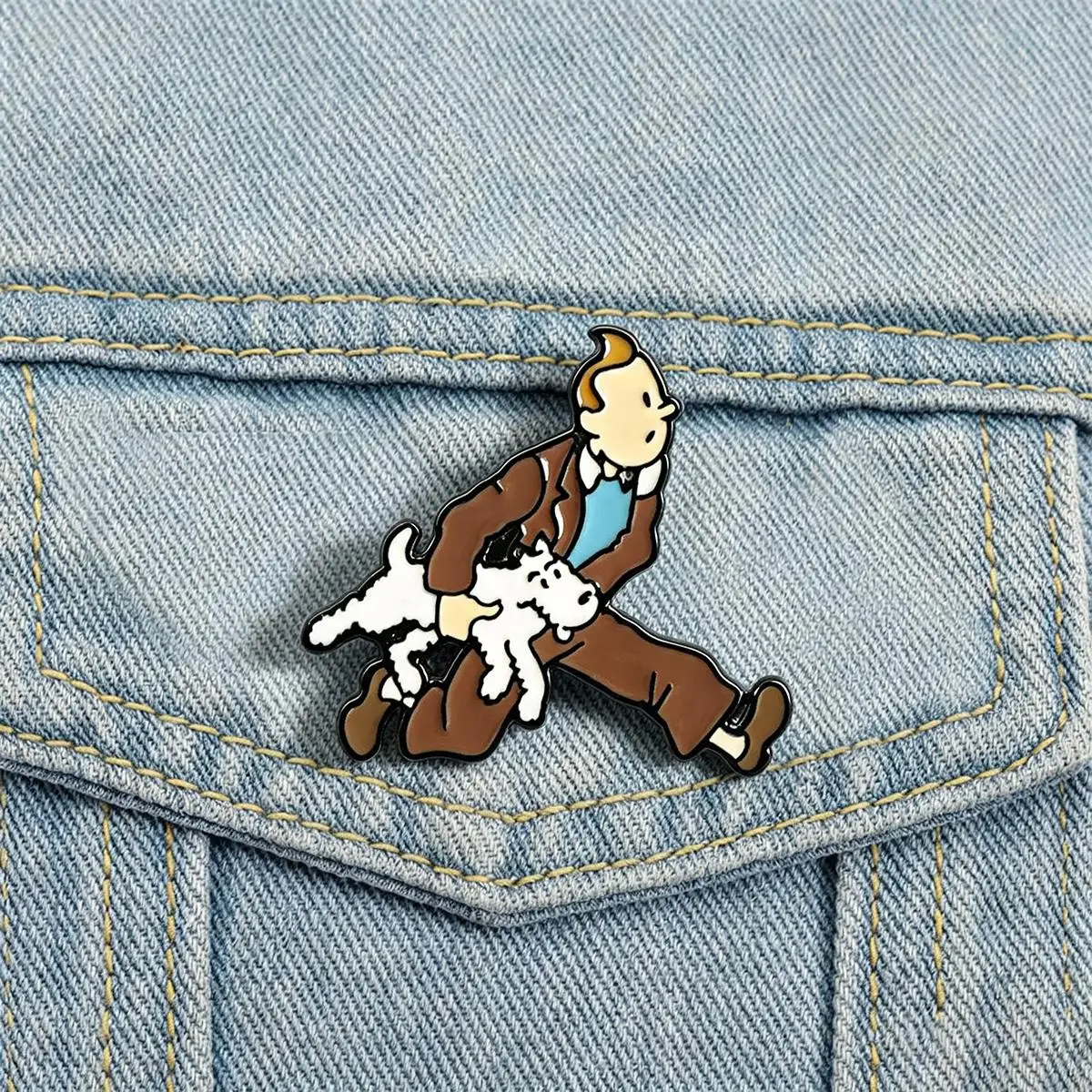 Classic Cartoon Animation Ding Ding And Dog Brooch Enamel Backpack Lapel Metal Badges Cosplay Clothing Jewelry Accessories Gifts