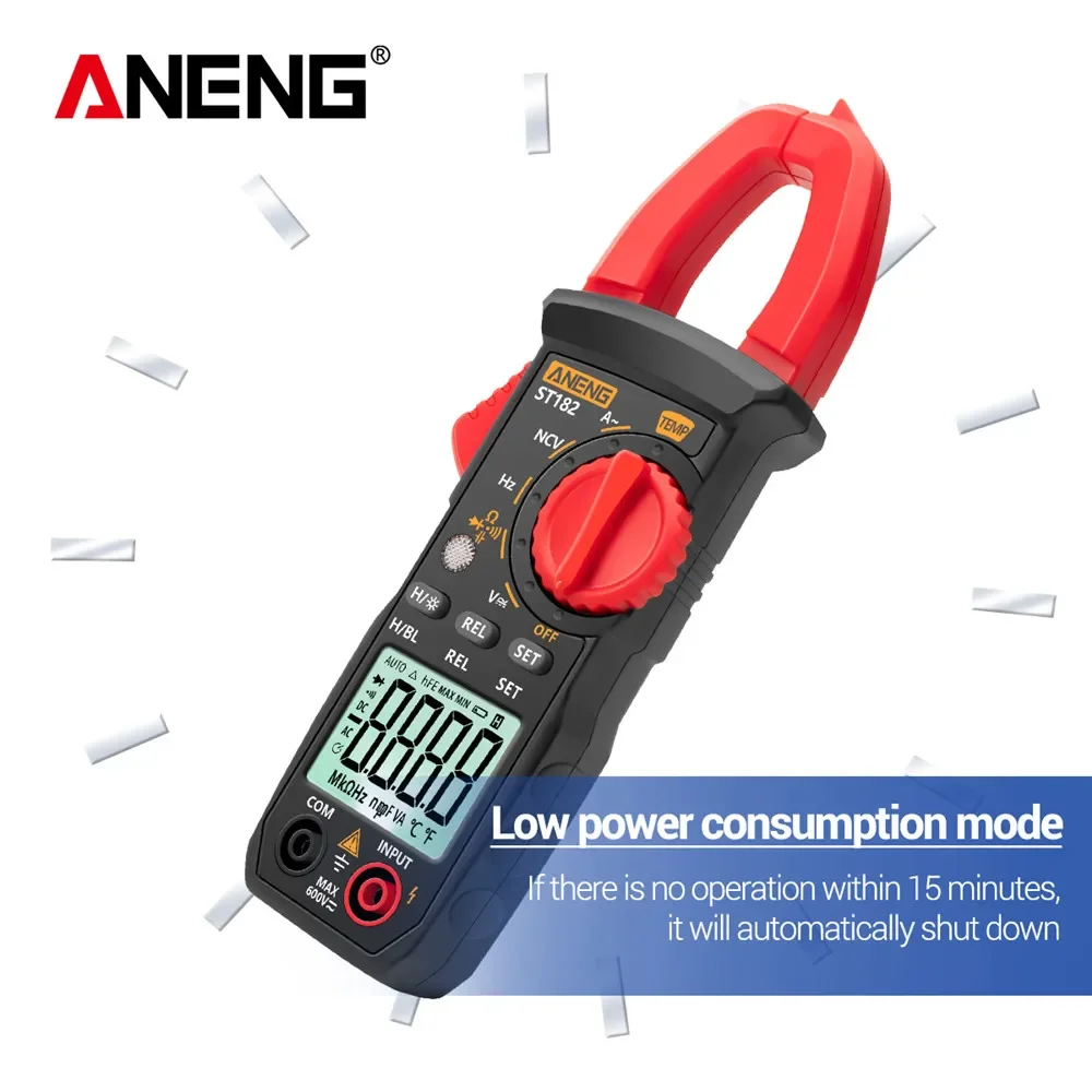 ANENG ST182 Pinza amperometrica digitale Multimetro di corrente CA Amperometro di tensione CC/CA Tester di tensione Amp Hz Capacità NCV Ohm Test