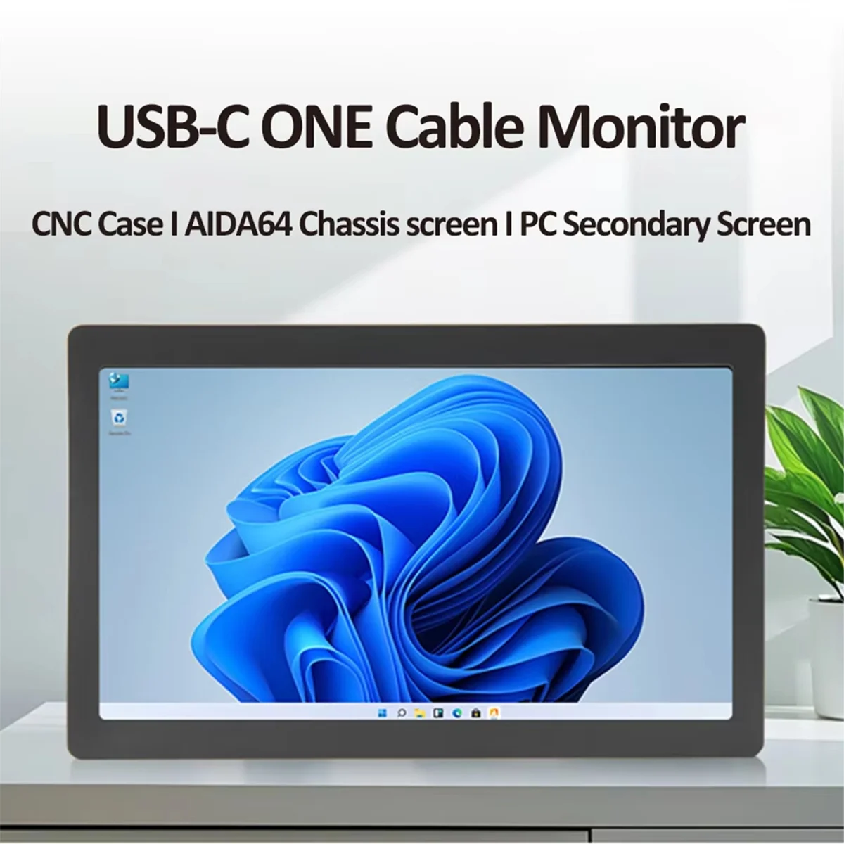 

New 7 Inch IPS Type-C Secondary Screen Dynamic 1024x600 LCD Display CPU GPU RAM Monitoring Support Vertical Freely AIDA64