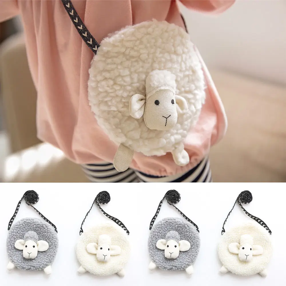 Leuke Schapen Vorm Crossbody Bag Mini Portemonnee Portemonnee Kawaii Crossbody Tassen Voor Peuter Meisjes Pluche Zachte Zoete Portemonnees Voor kids