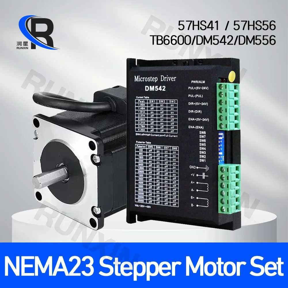 

Nema23 Stepper Motor 57 Stepper Motor Kit+TB6600 DM542 DM556 Driver 57HS41 57HS56 0.7N.m 1.2N.m For CNC Engraving 3D Printer