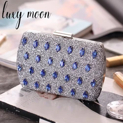 Luxy Moon Diamond Evening Party Bags banchetto Dress borse da donna borse di lusso blu per le donne frizione argento Z681