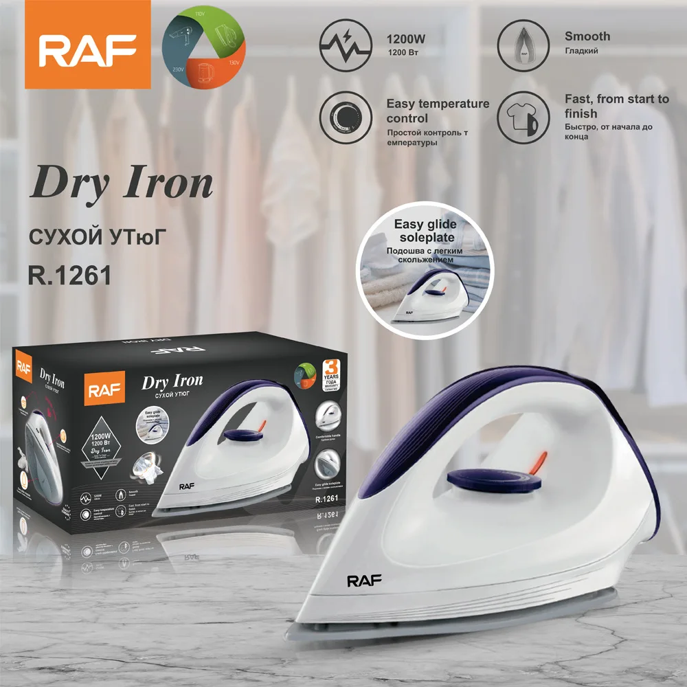 

Handheld Electric Dry Iron 1200W Portable Heat Press Machine with Non-Stick Soleplate Clothes Ironing No Hot Iron Feature R.126