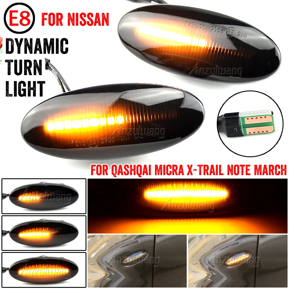 

2pcs LED Dynamic Side Marker Turn Signal Lights Lamp For Nissan Cube Note NV200 NV400 X-Trail Micra March Tiida Dualis Pick Pixo