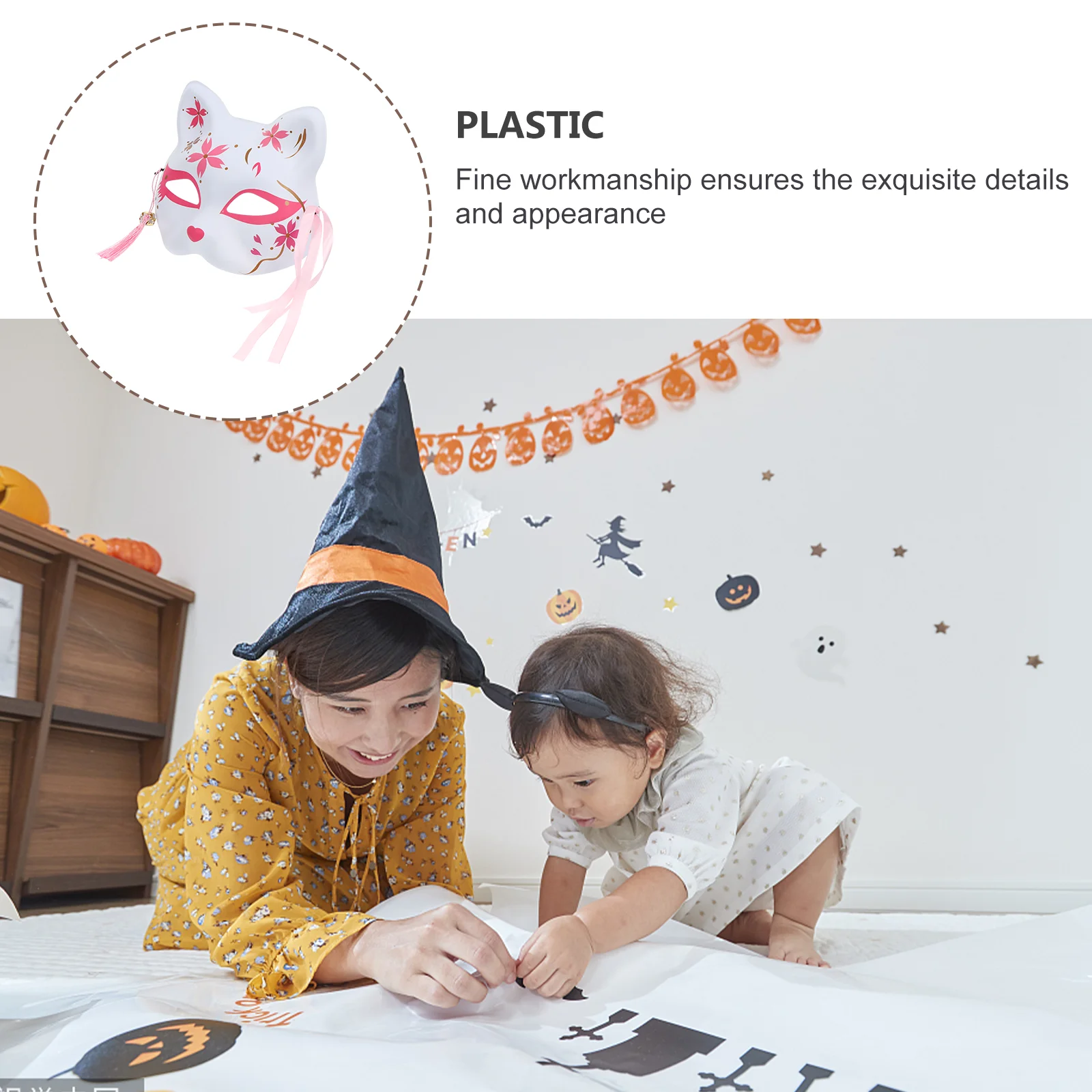 

2pcs Fox Mask Halloween Cosplay Costume Party Masks Masquerade Props Creative Half Masks Premium Material Suitable Fancy Dress