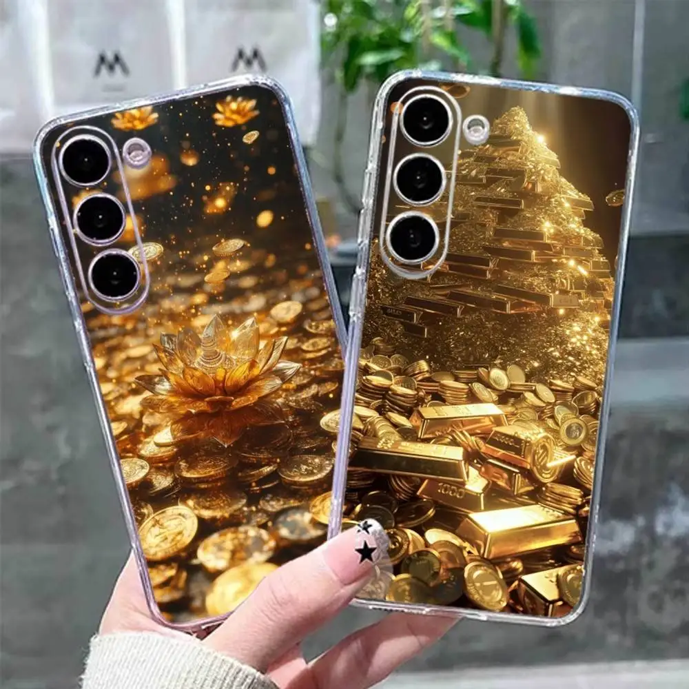 

Gold Cash Art Phone Case For Samsung GalaxyGalaxyA10,12,13,20,21s,22,31,32,52,71,72,73,Soft Transparent Cover