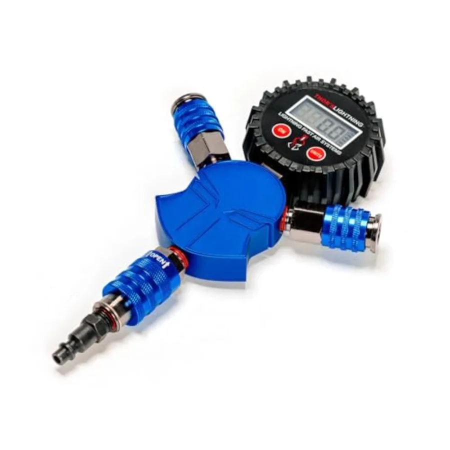 ระบบเติมลมและปล่อยลมยางรถยนต์แบบเร็ว 4 ล้อ รุ่น Dynamo LockOn Air Chucks พร้อมอัตราการไหลสูง สีฟ้า Candy Blue ดีไซน์ขนาดมาตรฐานเพื่อประสิทธิภาพ