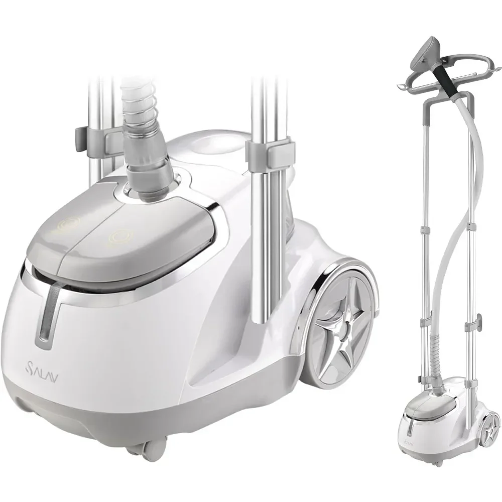 %a Professional Upright Garment Steamer with Roll Wheels, Multi-Function Extra Wide Hanger, Fabric Brush