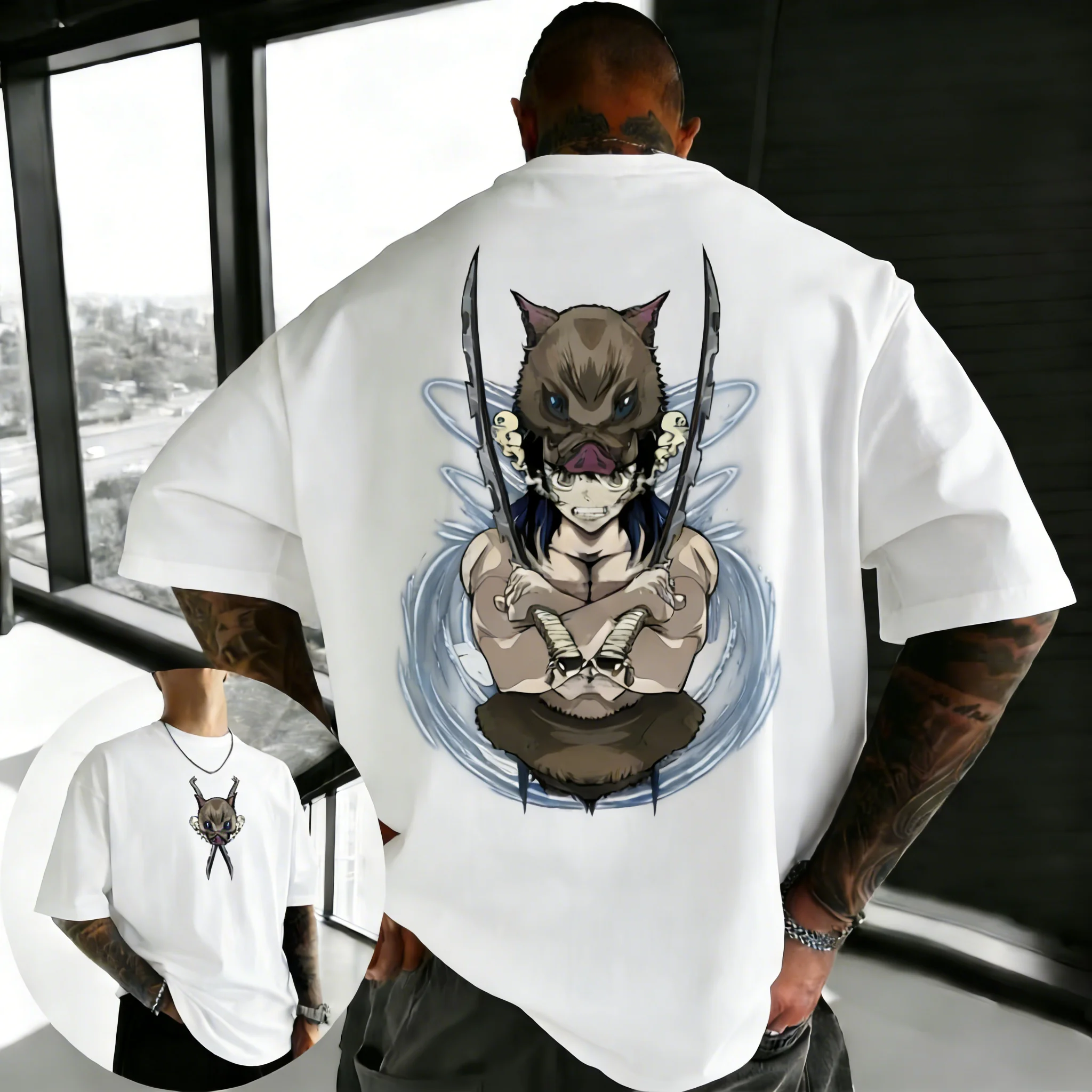 Demon Slayer Inosuke Anime Printed T-shirt Men's and Women's T-shirt Men's Top Sports T-shirt Men's T-shirt Summer Tee 2026 New