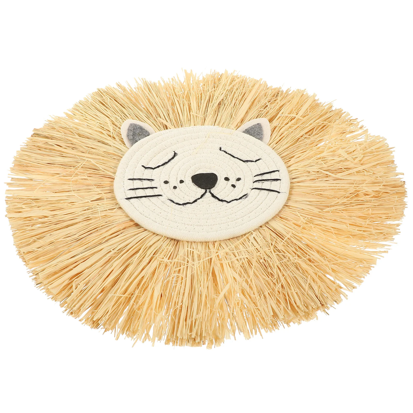 

Woven Lion Head Wall Decor Pendant Handcrafted Animal Head Ornament for Room Bedroom Home Interior Wall Hanging Art Rustic