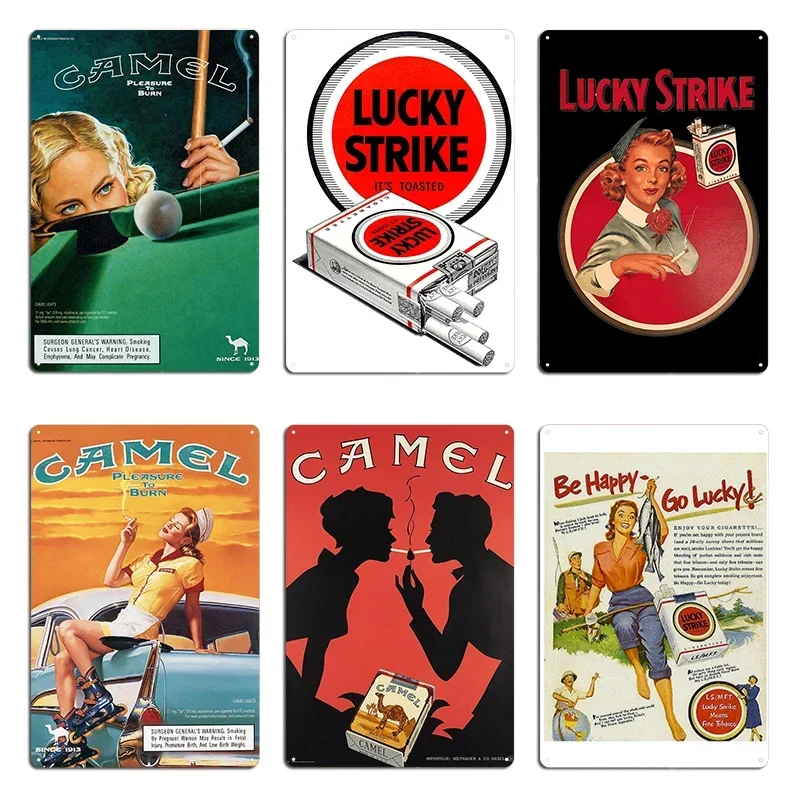 Vintage 1940'S Lucky Strike Cigarettes Ad Metal Signs Wall Cave Bar Cave Customize Plates Tin sign Posters