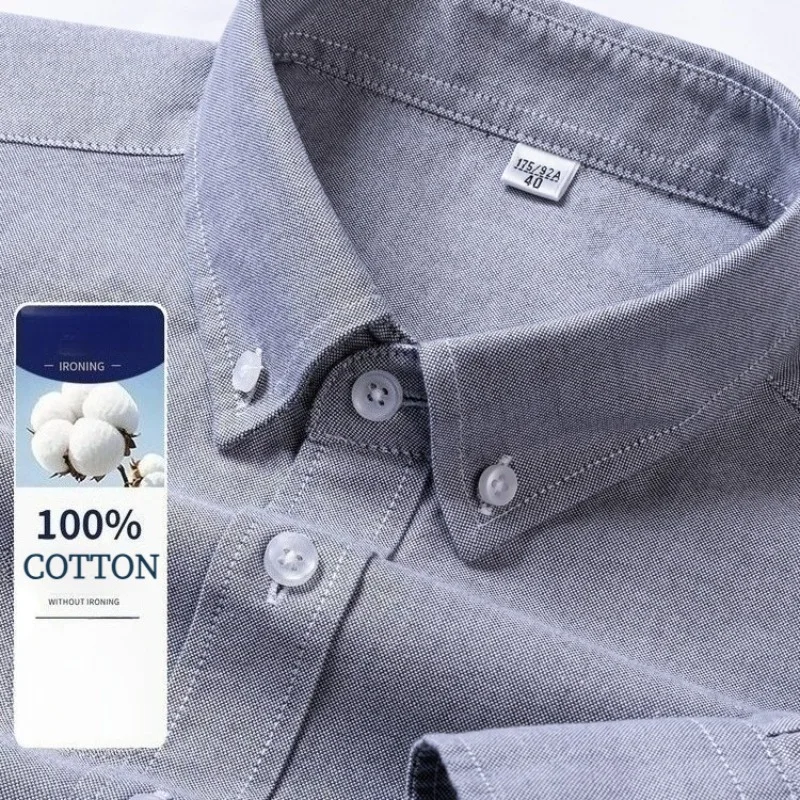 

Рубашка с длинным рукавом из 100% хлопка – с эффектом денима после энзимной обработки, мягкая, дышащая, не мнется, повседневная деловая рубашка