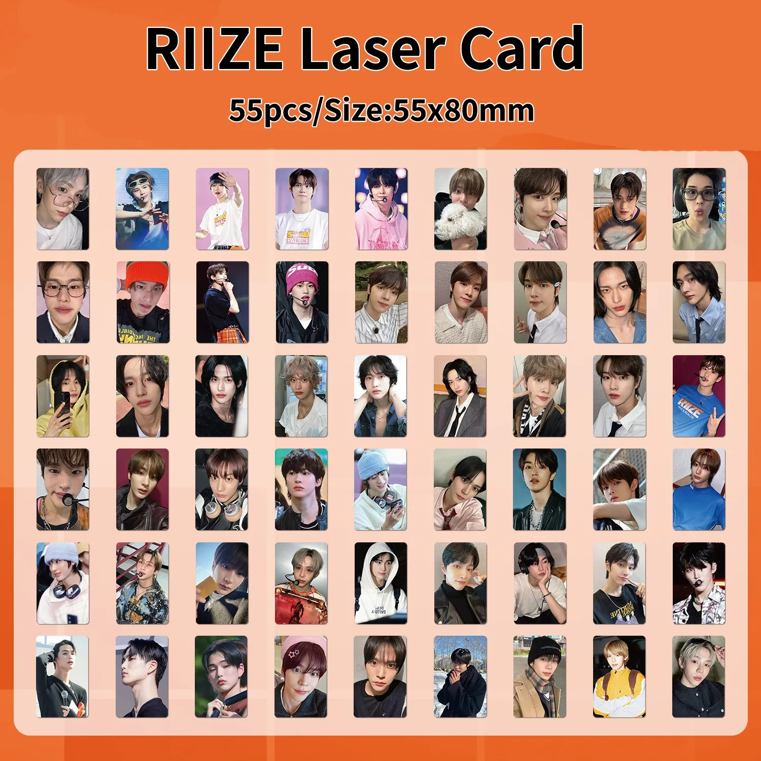 55pcs/Set Kpop RIIZE Laser Boxed Card High Quality HD Coated Card Korean Style LOMO Card ANTON SOHEE SHOTARO Fans Collections