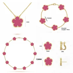 Women's Luxury Jewelry High Quality Jewelry Clover Necklace Four Leaf Clover Bracelet Lucky Earrings Jewelry Sets