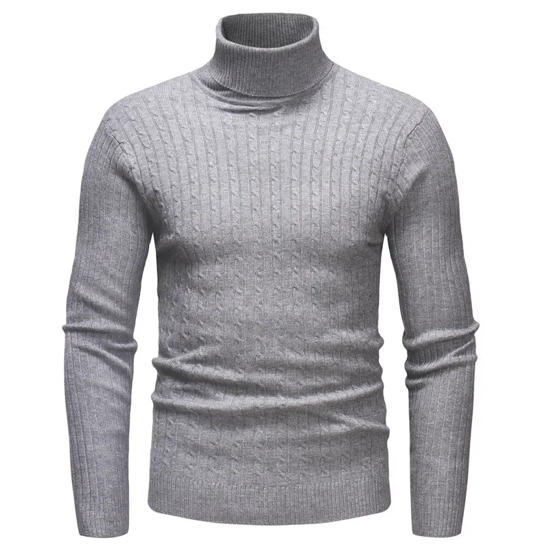 Autumn Winter Men\'s Turtleneck Sweater Men\'s Knitting Pullovers Rollneck Knitted Sweater Warm Men Jumper Slim Fit Casual Sweater